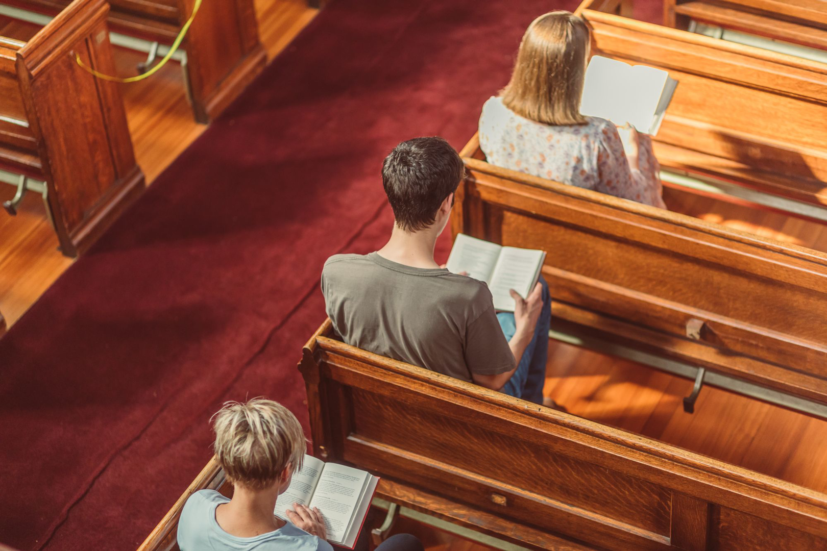 Worshipers seated in the pews at Mount Olive